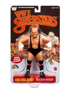 LJN WWE Superstars King Kong Bundy Action Figure, 1980s Retro 8" Black Card